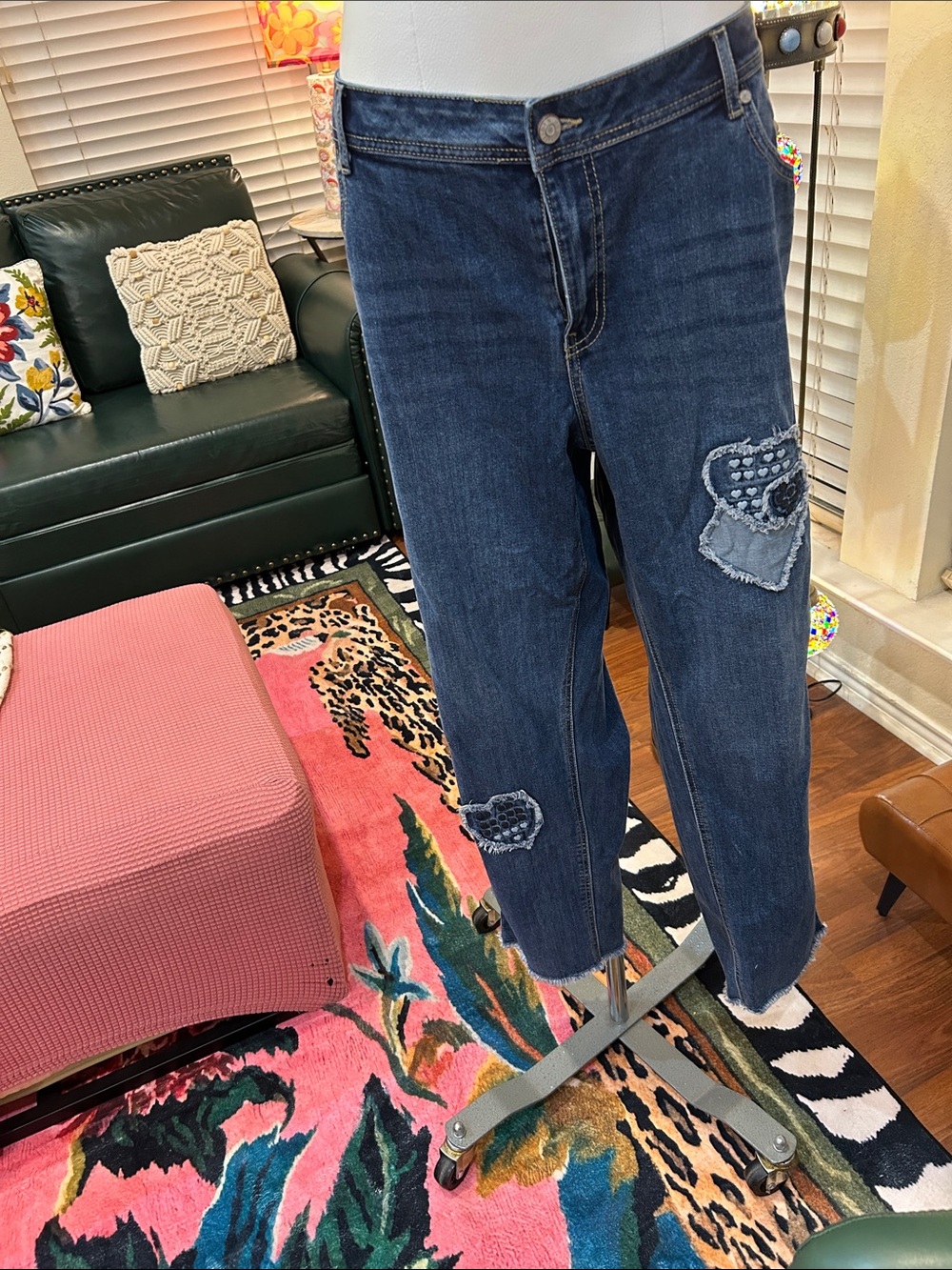 Cato Dark Blue Patchwork Boyfriend Jeans